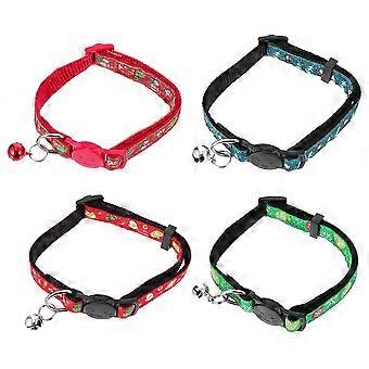 4 Pcs Bell Necklaces Dog Neckerchief Breakaway Cat Collar Holiday Pet Gifts Christmas Dog Collar