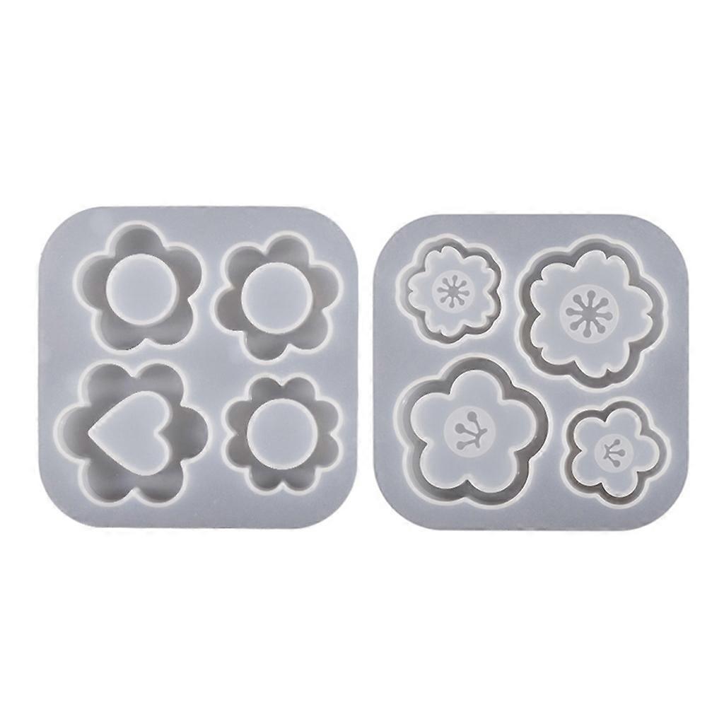 Shiny Glossy Geometry Flower Ornament Silicone Epoxy Resin Mold DIY Keychain