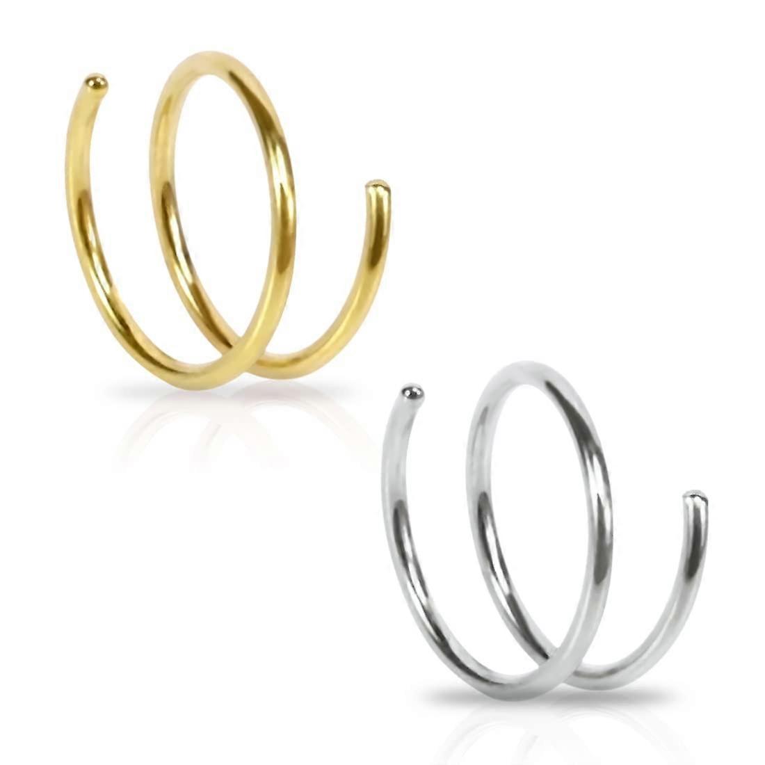 Dobbelt næse ring bøjle til enkelt piercing 20 gauge håndlavet næse bøjle 2 stykker dobbelt næsering spiral twist dobbelt bøjle næsering til kvinder piger (8mm,