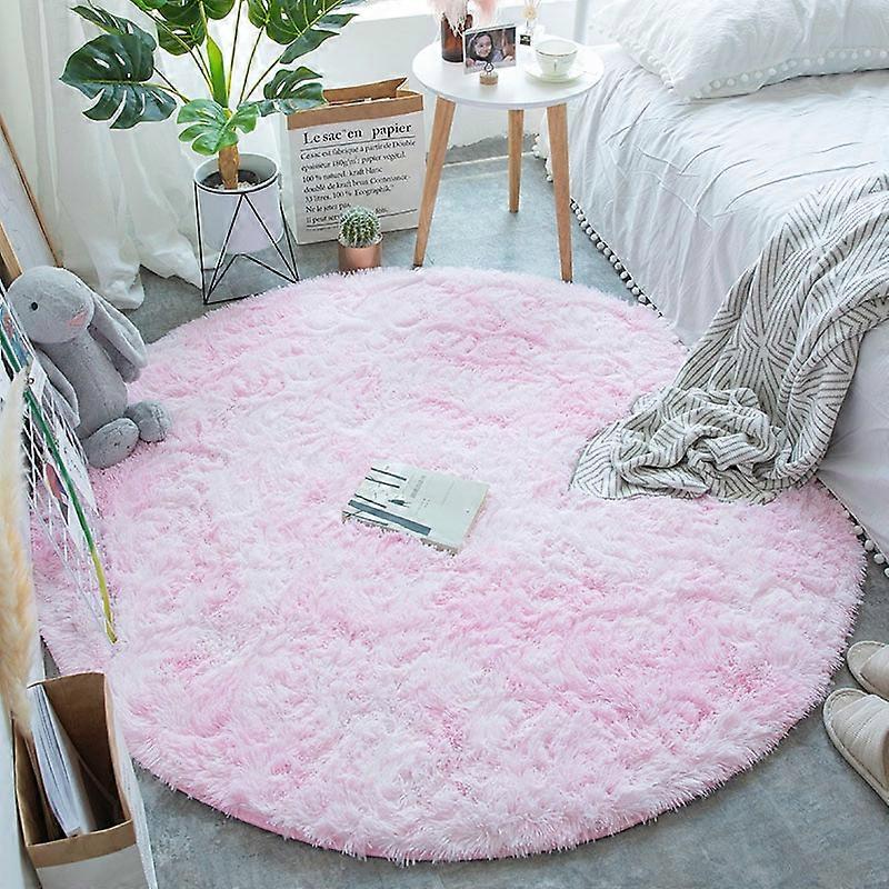 Tflycq fluffiga runda mattor för flickor sovrum mjuk lurvig plysch vit rosa mattor för vardagsrum sovrum inredning heminredning