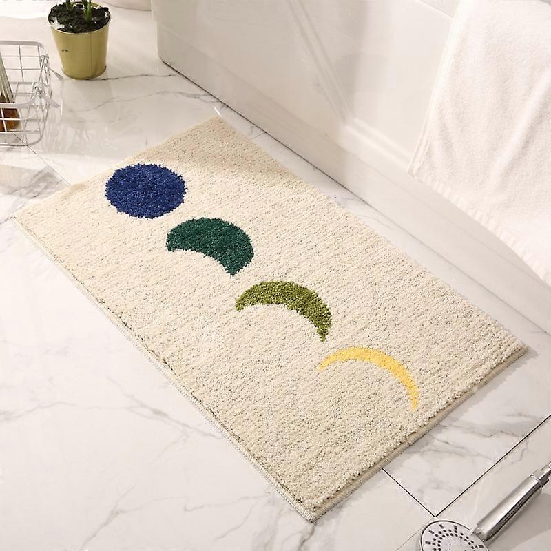 Simple Colorful Moon Pattern Bathroom Mat Soft Anti-Slip TPR Bottom Floor Carpet 3 Sizes Hallway Shower Room Thicken Bath Mat