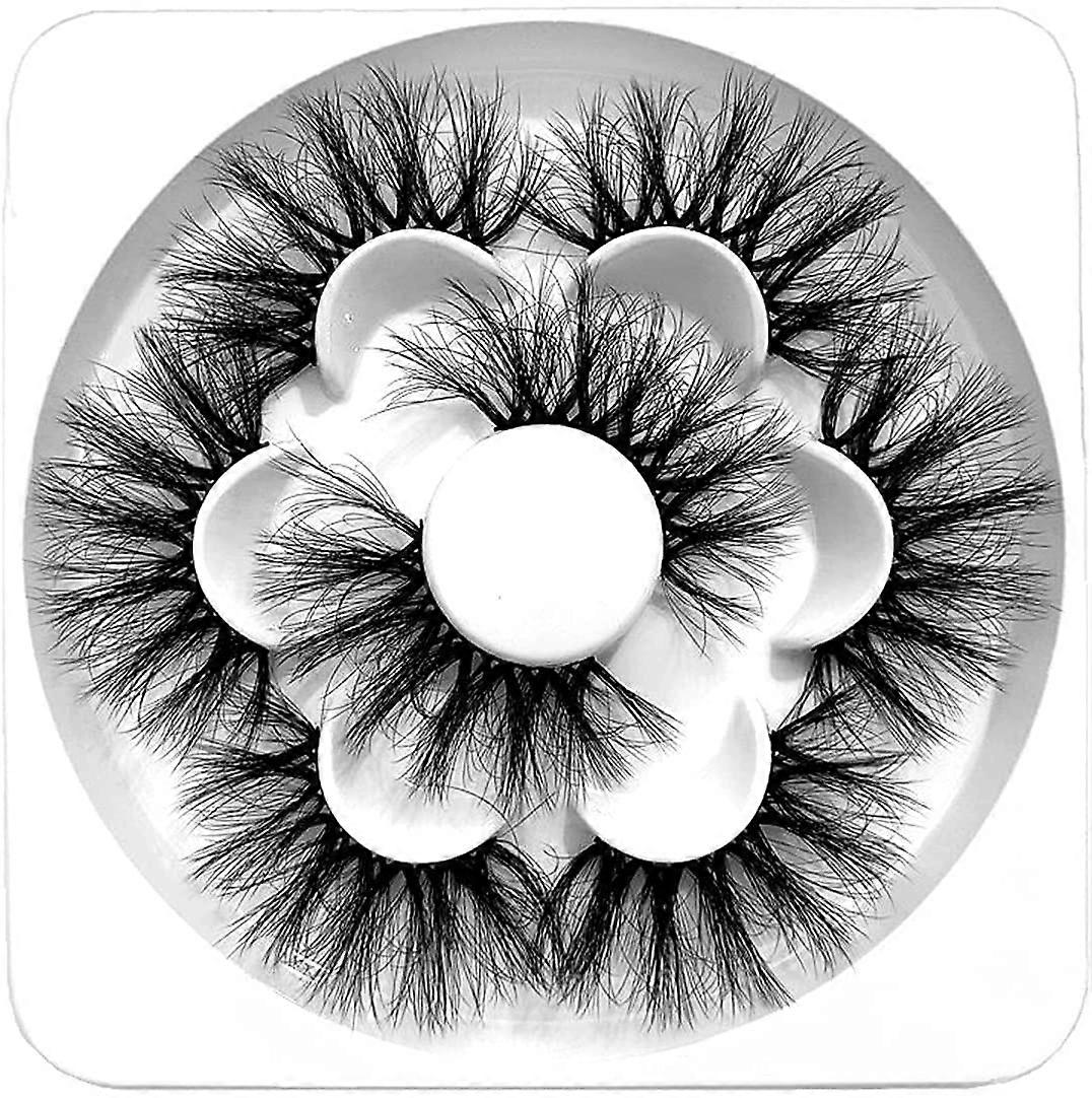 False Eyelashes Handmade Lashes 25mm 8D Fluffy Volume Dramatic Wispy Long False Eyelashes Soft Reusable Fake Eyelashes Pack 4 Pairs