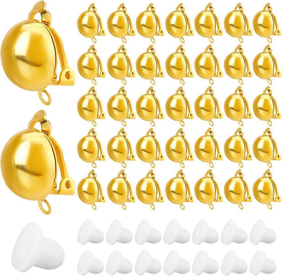 1 Box 40Pcs Clip Earring Converters Brass Clip on Earrings & 40Pcs Ear Pads Gold Non-Pierced Earrings Components with Loop Clips Earring Findings for