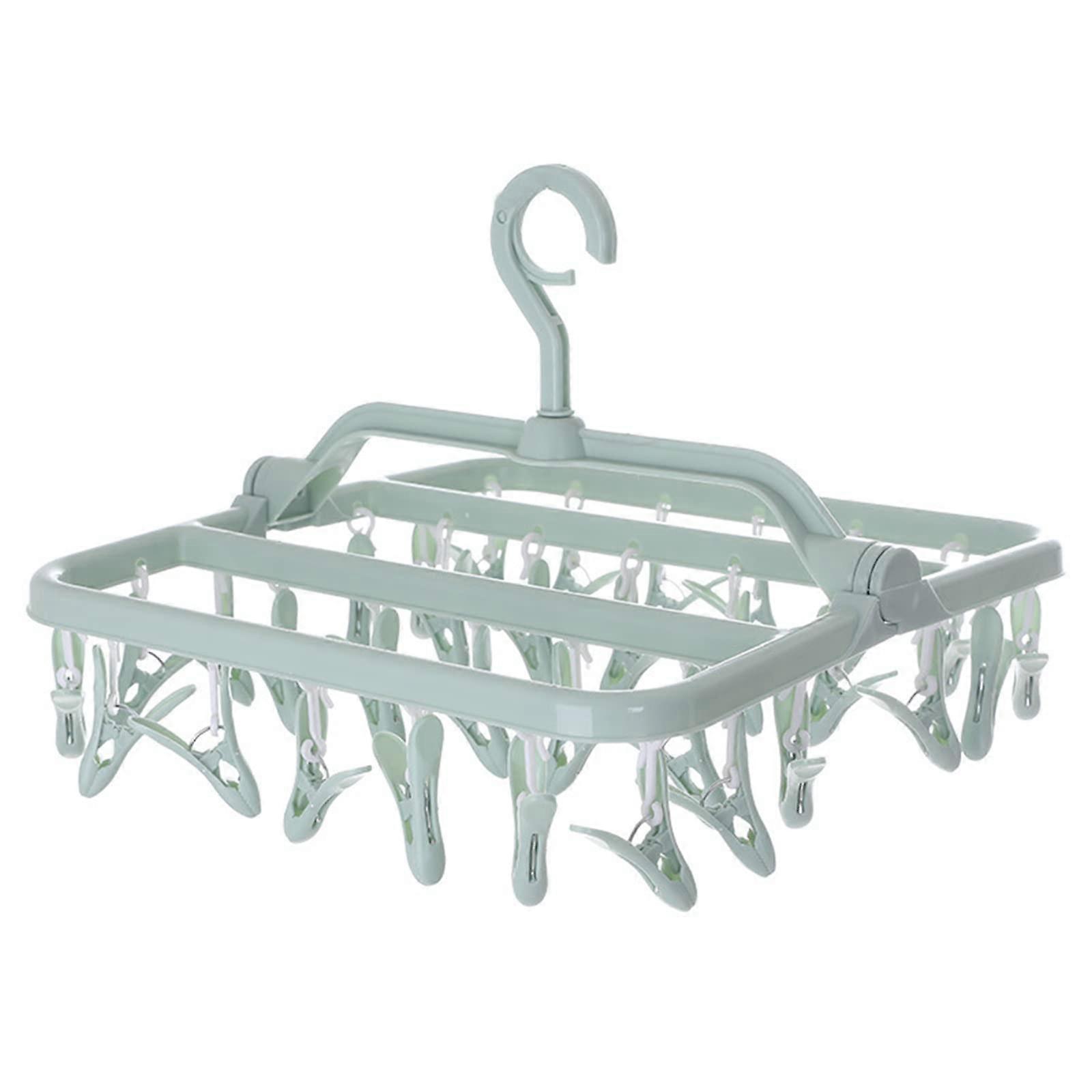 Sock Drying Rack, Laundry Drying Rack with 32 Clips, Folding Hanging Clothes Drying Rack
