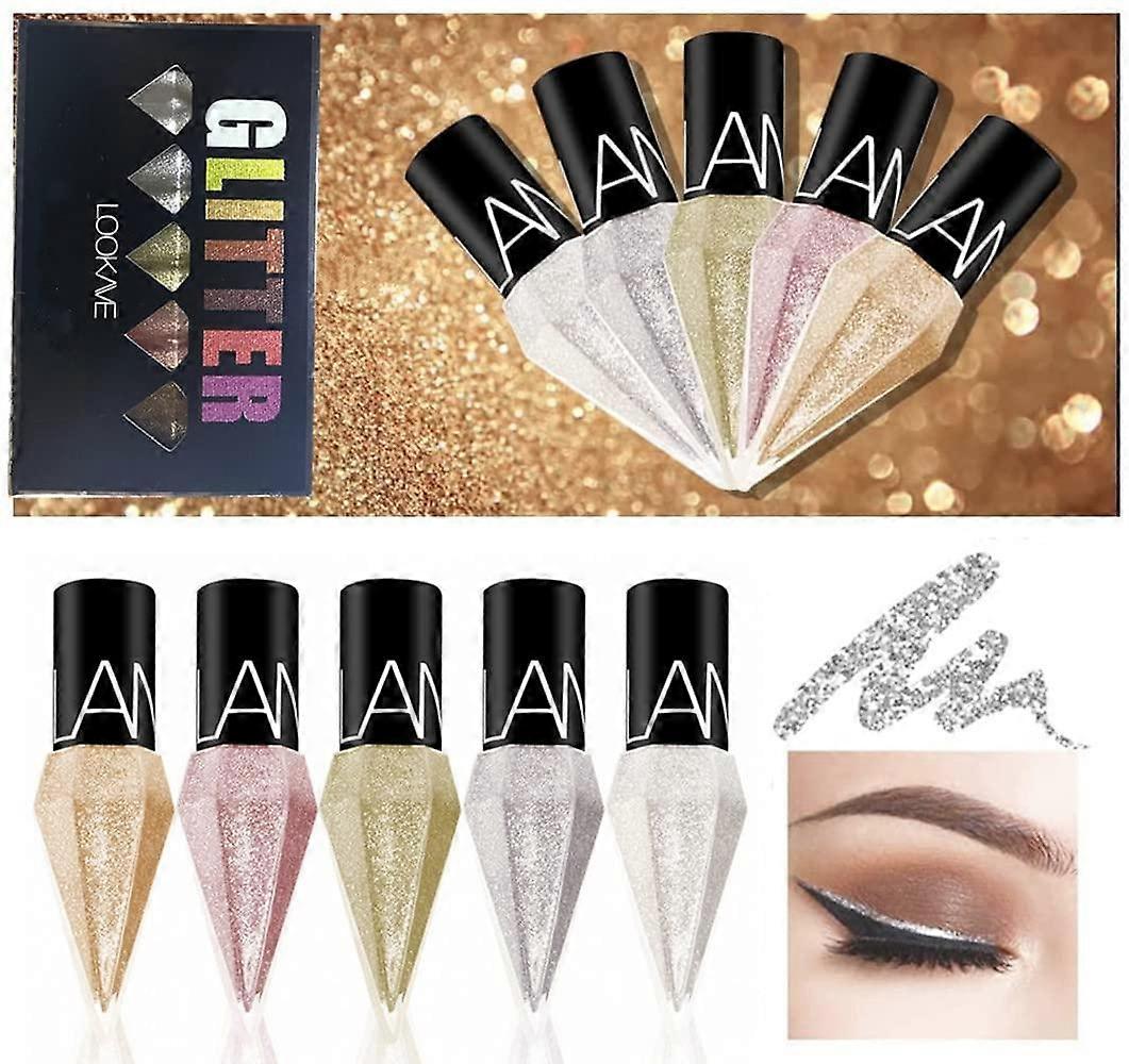 Glitter Liquid Eyeliner Colorful Set,5 Colors Metallic Shimmer Diamond Eye Liner