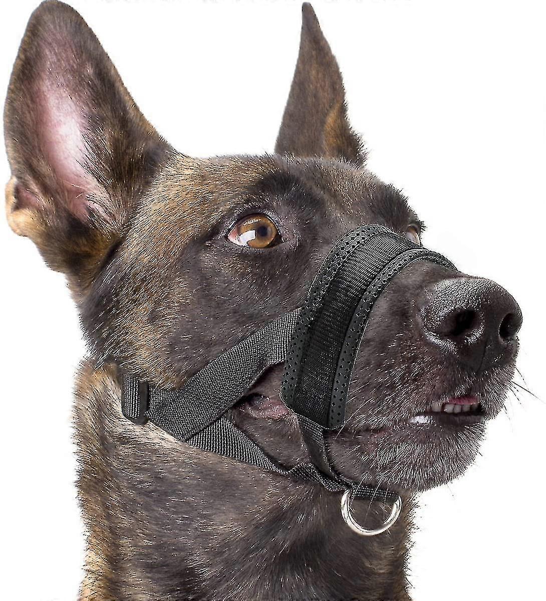 Dog Muzzle Nylon Soft Padding, Adjustable Loop, Black High Quality