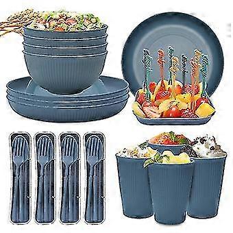Unbreakable Dinnerware Sets Camping Plates And Bowls Set Plastic Picnic Dinner Sets