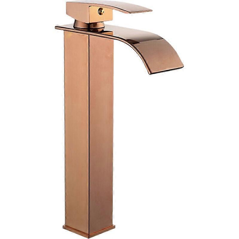 Robinet Cascade Robinet Lavabo Robinet Laiton Bassin Robinet Haut Mitigeur Mitigeur Mlange Chaud et Froid Robinet Lavabo avec 2 Tuyaux, Or Rose YOIURT