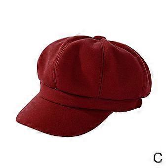 1 Pack Polyester Fiber Tweed Vintage Octagonal Cap for Women Fashionable Versatile Style Mat