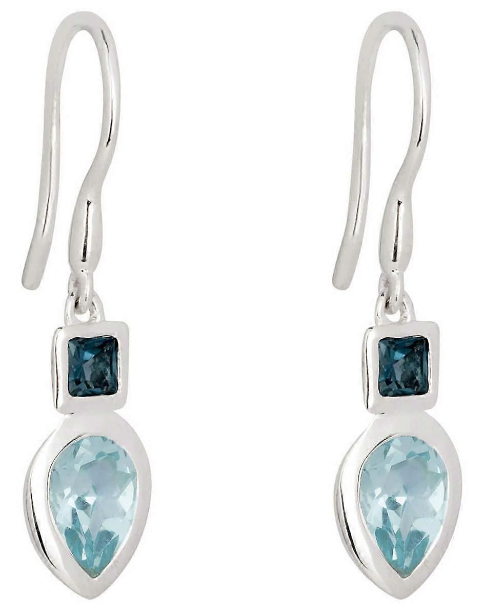 Beginnings Iris Petal Drop Earrings - Silver/Blue