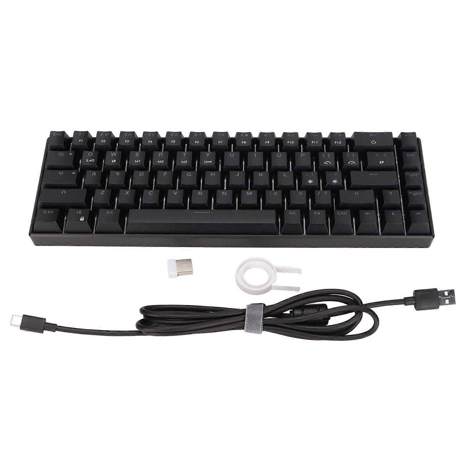 Keyboard 68 Key White Light Three Mode Black Mechanical Keyboard for Windows for HarmonyOS for Android for IOSRed Switch