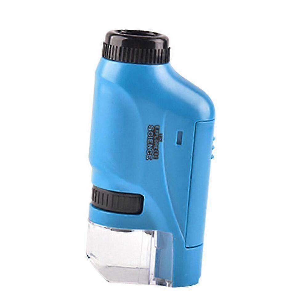 Kids Pocket Microscope 60x-120x Handheld Magnification With Led Lighted  Blue