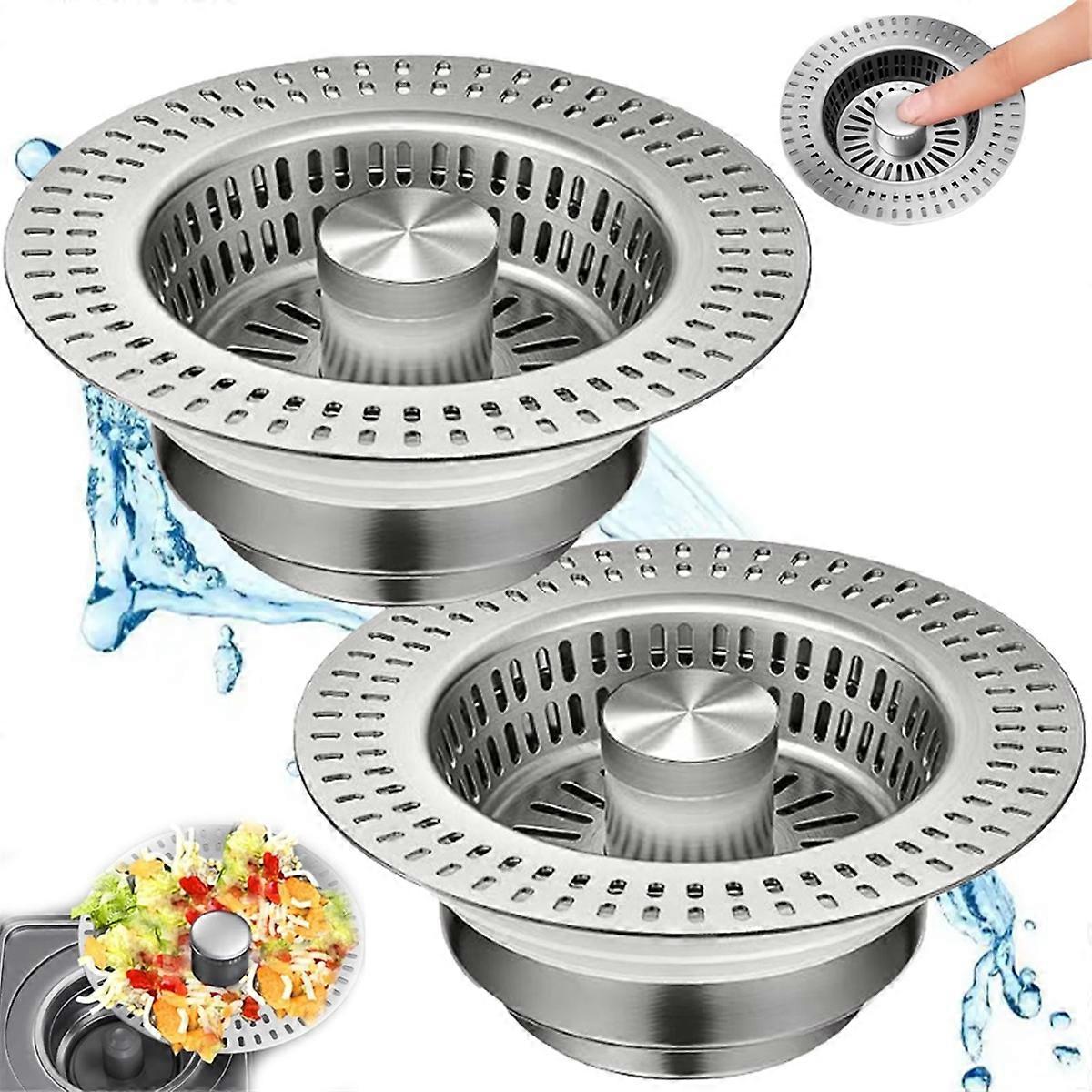 3 In1 Kitchen Sink Drain Strainer, Metal Sink Stopper, Bathroom Sink Drain Drain Filter, Catcher Basket