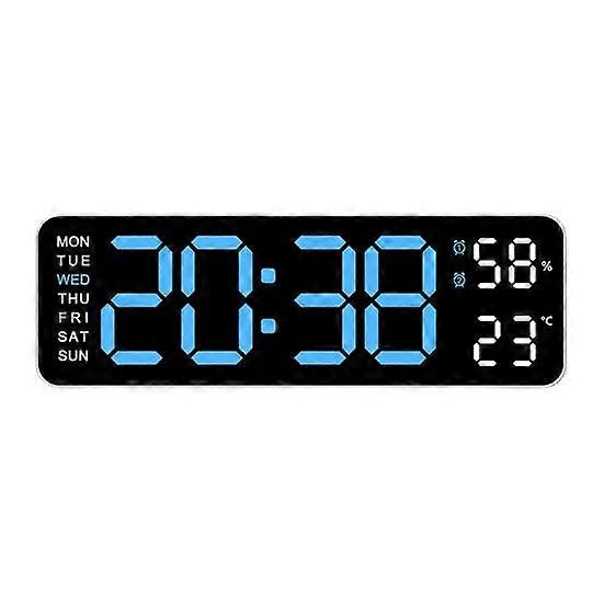 Desktop Digital Clock Large Display Calendar Clock with Two Alarms Snooze Function Adjustable Brightness Easy to Read