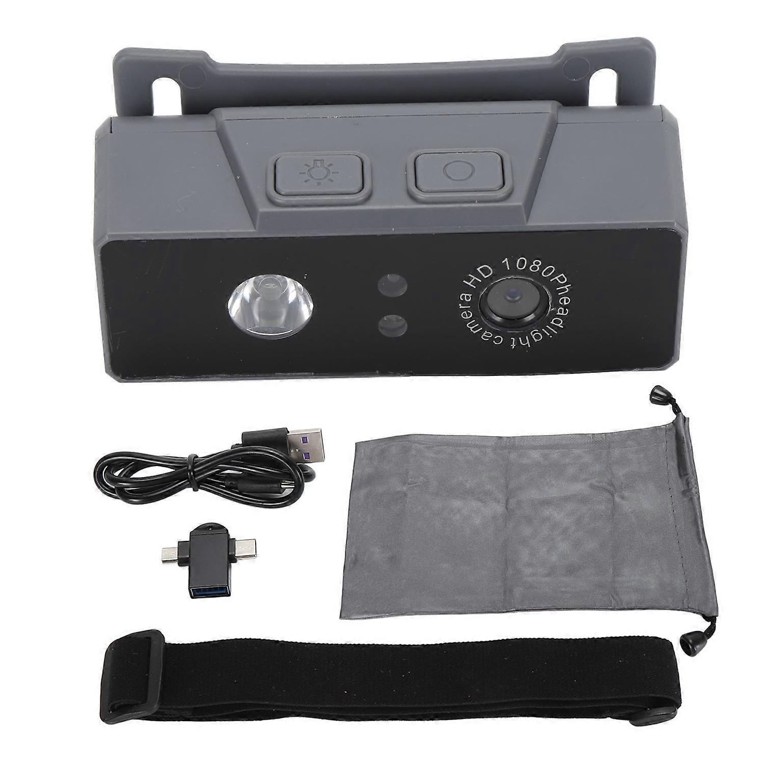 Head Mounted Camera Portable Gesture Sensor Light 1800mAh 45° Angle Adjustment 1080P Head Camera for