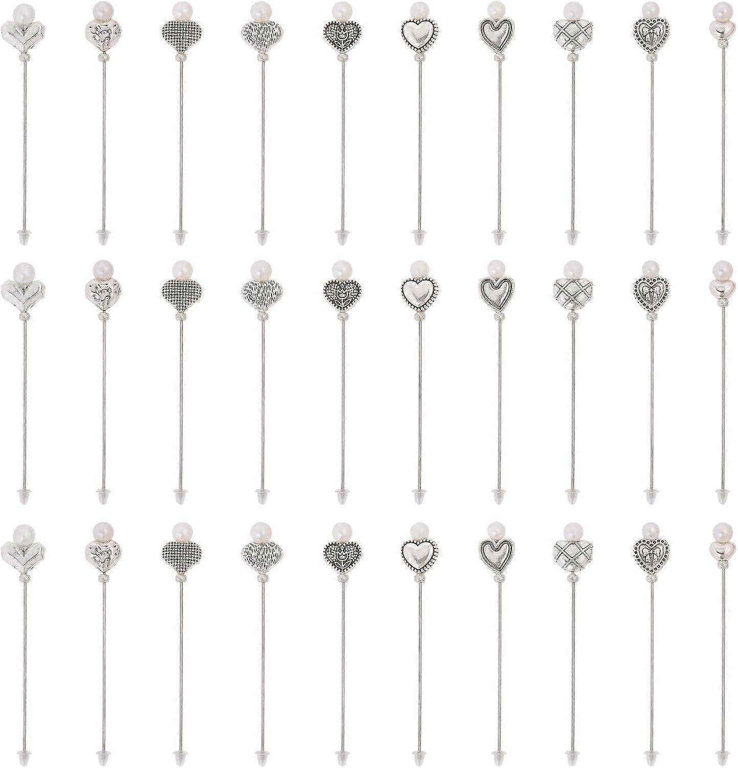 30Pcs Love Heart Pearlized Head Straight Pins 10 Styles Sewing Pins Dressmaker Pins Decorative Flat Head Pins for Crafts Handmade Sewing Projects and