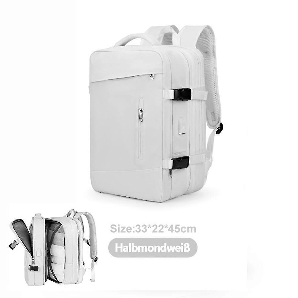 Moon White Short Trip Luggage Backpack with Vacuum Flat Packing