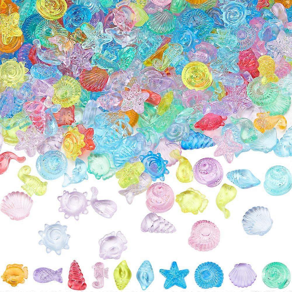 150G Mixed Shape Transparent Plastic Beads Mixed Color 11x10x5mm