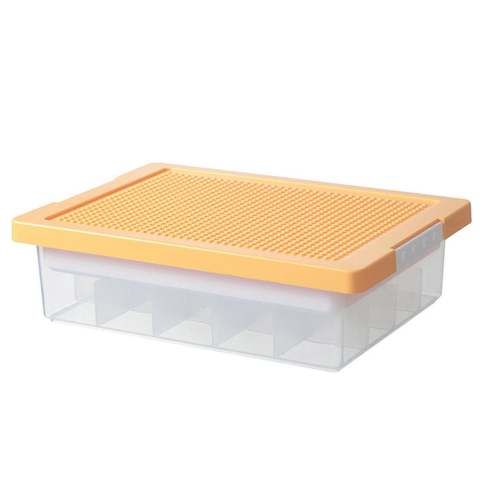 Large Capacity Toy Sorting Systems with Buildable Lid for Creative Toy Storage Solution Home Organization Household Yellow