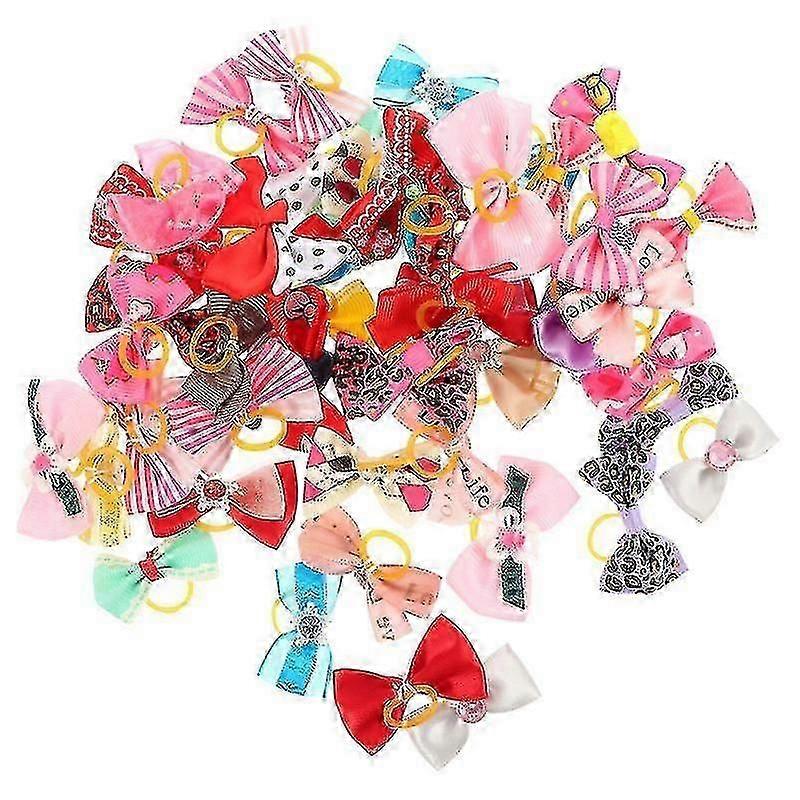 4x2x1cm Randomly Colored Pet Bell And Amulet 50 Cute Pet Ties Small Pet Ties Decorative Cat Ties