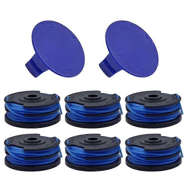 6 TLG-03 Spool + 2 TLK-01 Spool Cap Compatible For Kobalt KST 120X / 120X-06 Lawn Mower Replacement Part