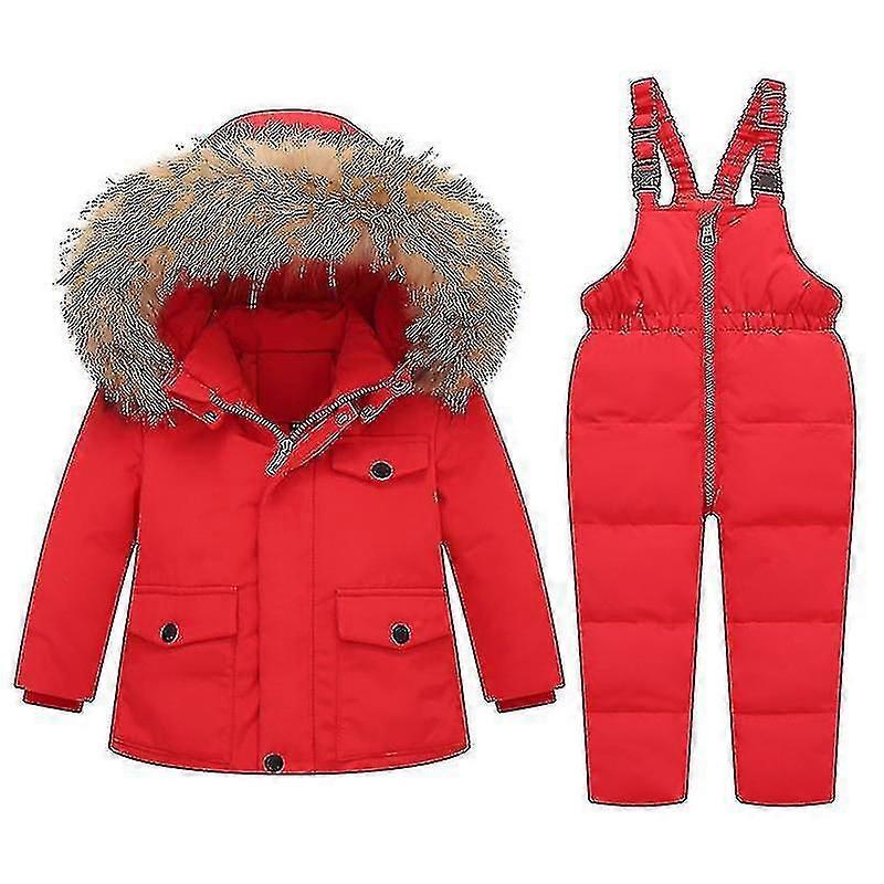 Kids Snowsuit Winter Hooded Down Jacket 2pcs Ski Suit