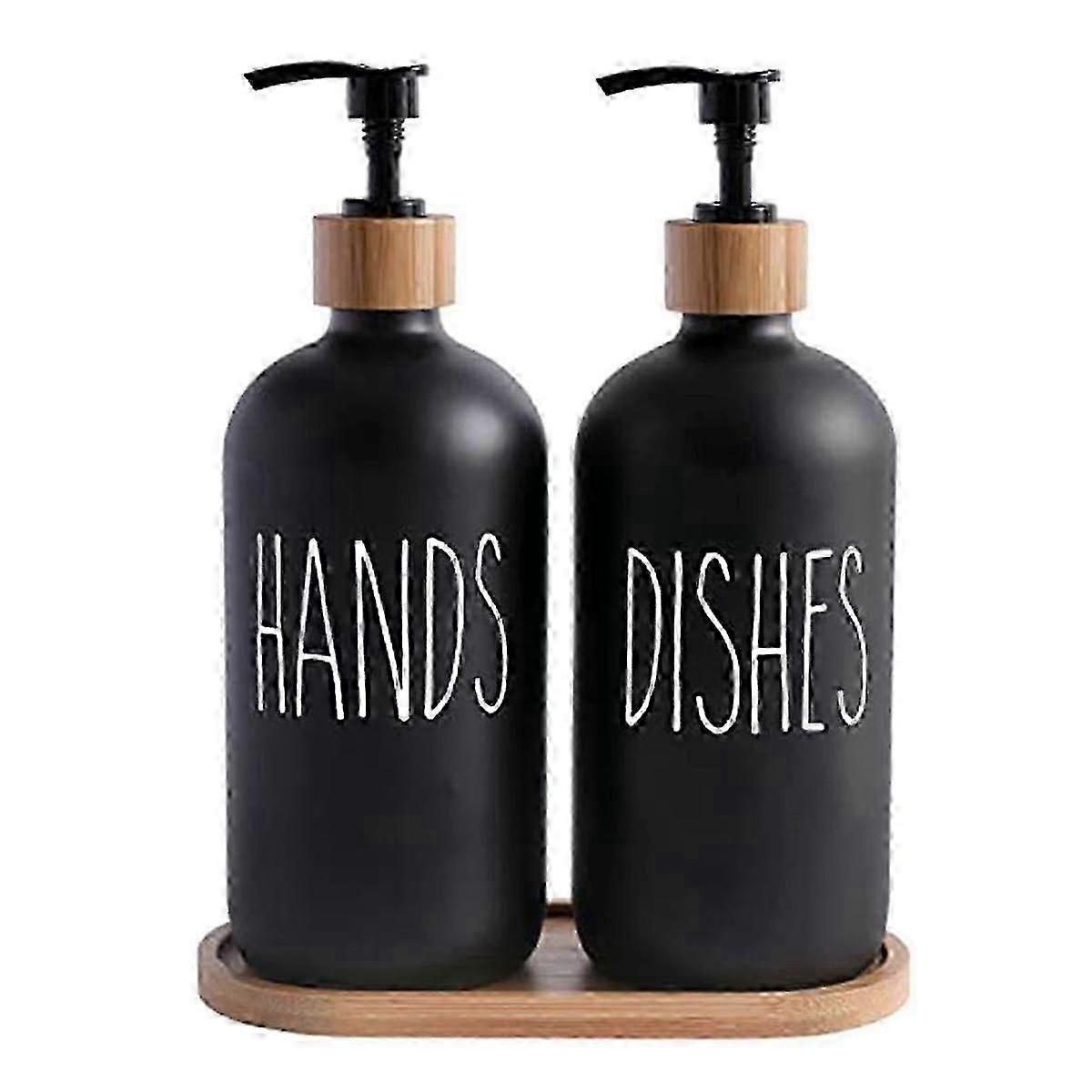 Set di dispenser di sapone in vetro, contenente un dispenser di sapone per le mani in vetro e un dispenser di detersivo per i piatti in vetro. Colore: B opaco.