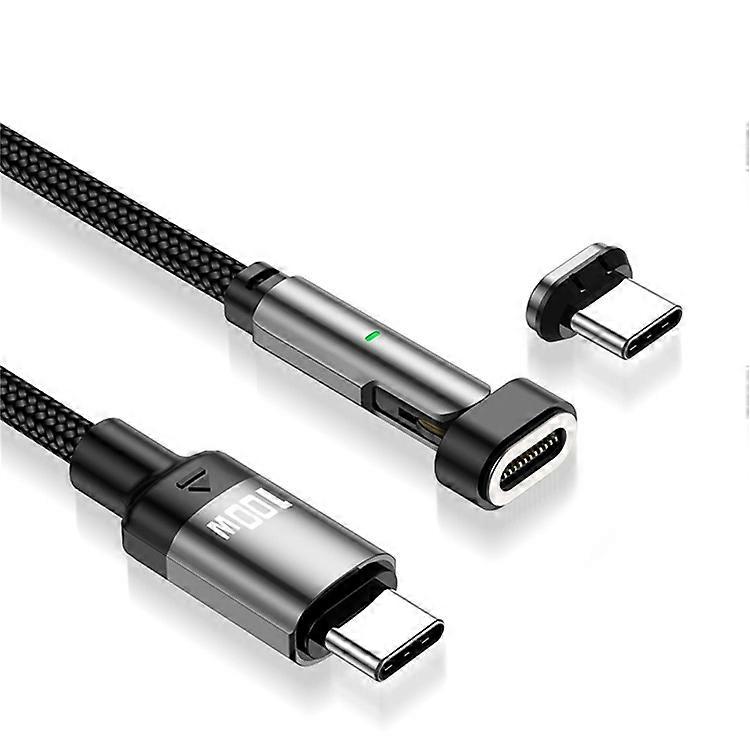 Type-C 180° Rotating Magnetic Charging Cable PD100W USB C to USB C 2M Nylon Braided Fast Charge Data Cable with LED Indicator