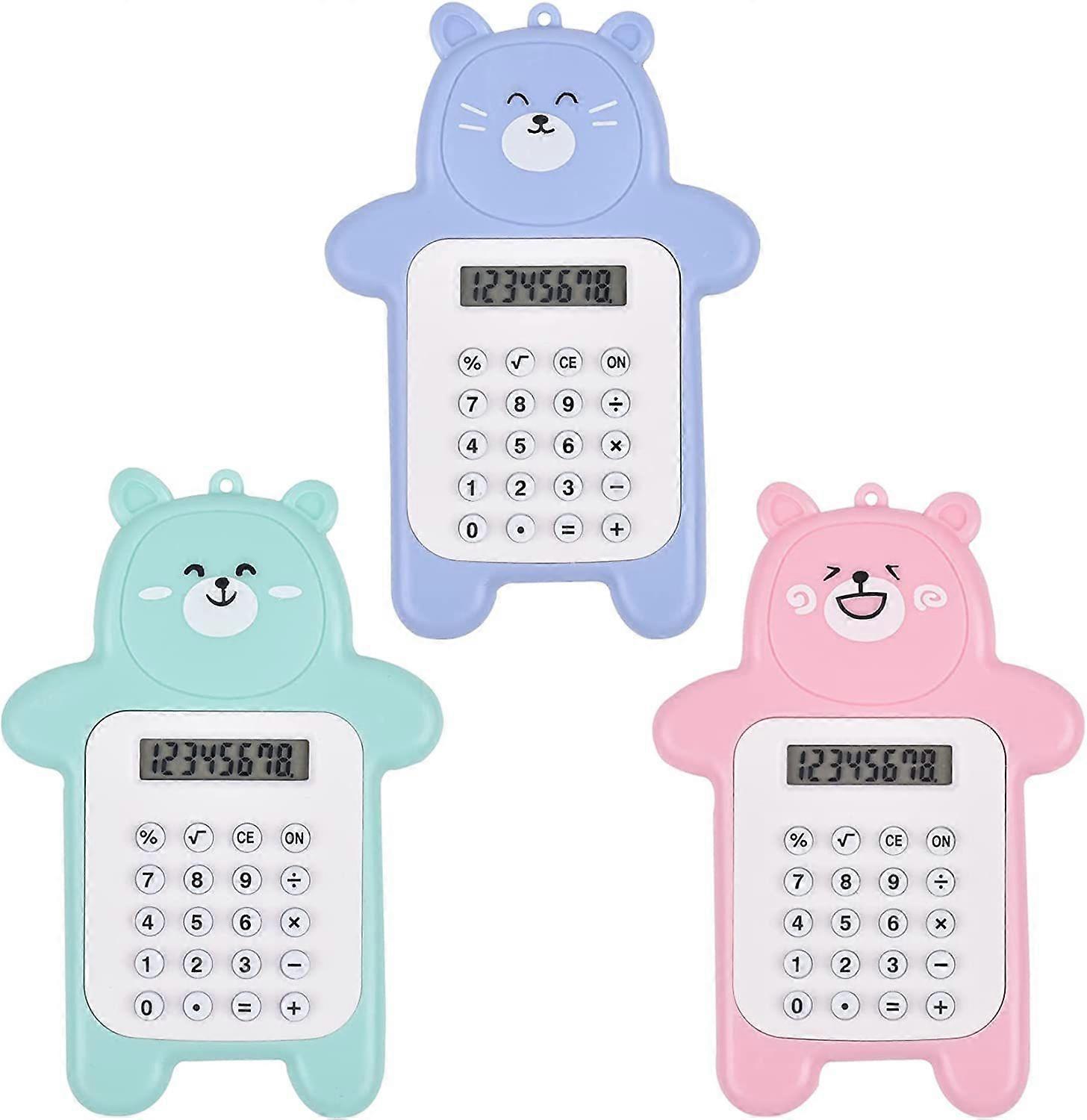 3 Pcs Pocket Calculator 8-Digit Display Basic Calculator, Cute Cartoon Office Calculators Mini Calculator, Portable Calculators
