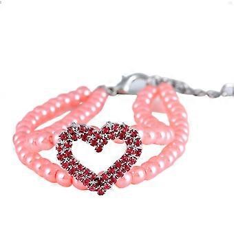 Hond parels ketting kraag voor kleine honden meisje - Bling kat bruiloft kraag huisdier sieraden met Rhinestone hart charme - vrouwelijke Chihuahua Yorkie kleding Co
