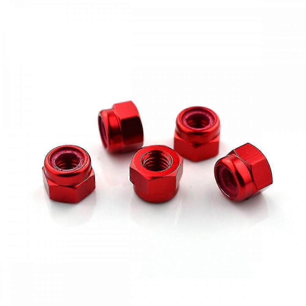 5 Pack Red Aluminium Nylock Nut M6 X 1.00mm