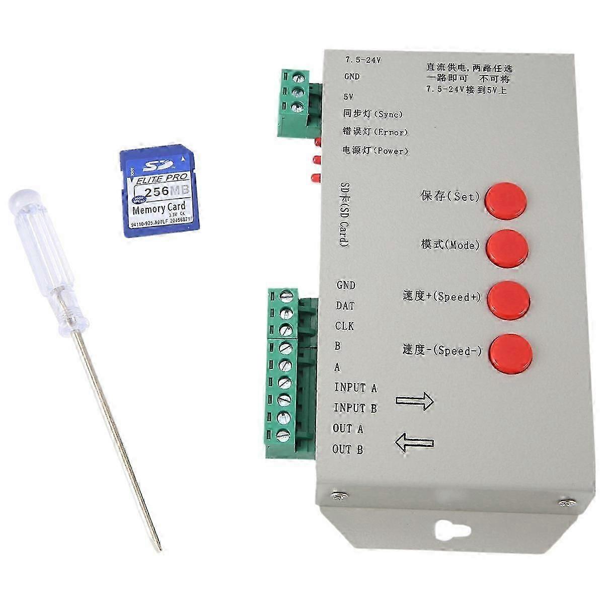 RGB-LED-Controller T1000S SD-Karte 2048Pixel-Controller für WS2801 WS2811 WS2812B SK6812 LPD6803 LE