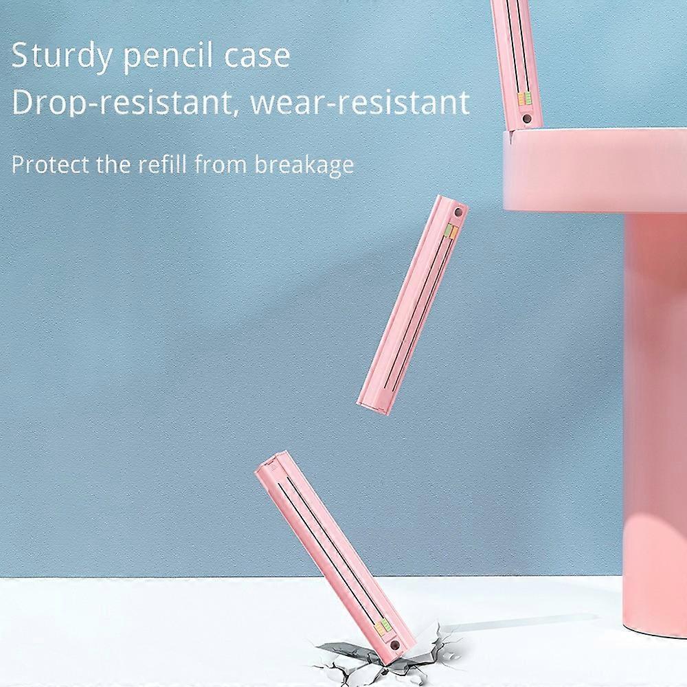 Cute Pencil Box Hexagonal with 6 Pencils Standing Pen Holder Multi-Function Push-Pull Stationery Box