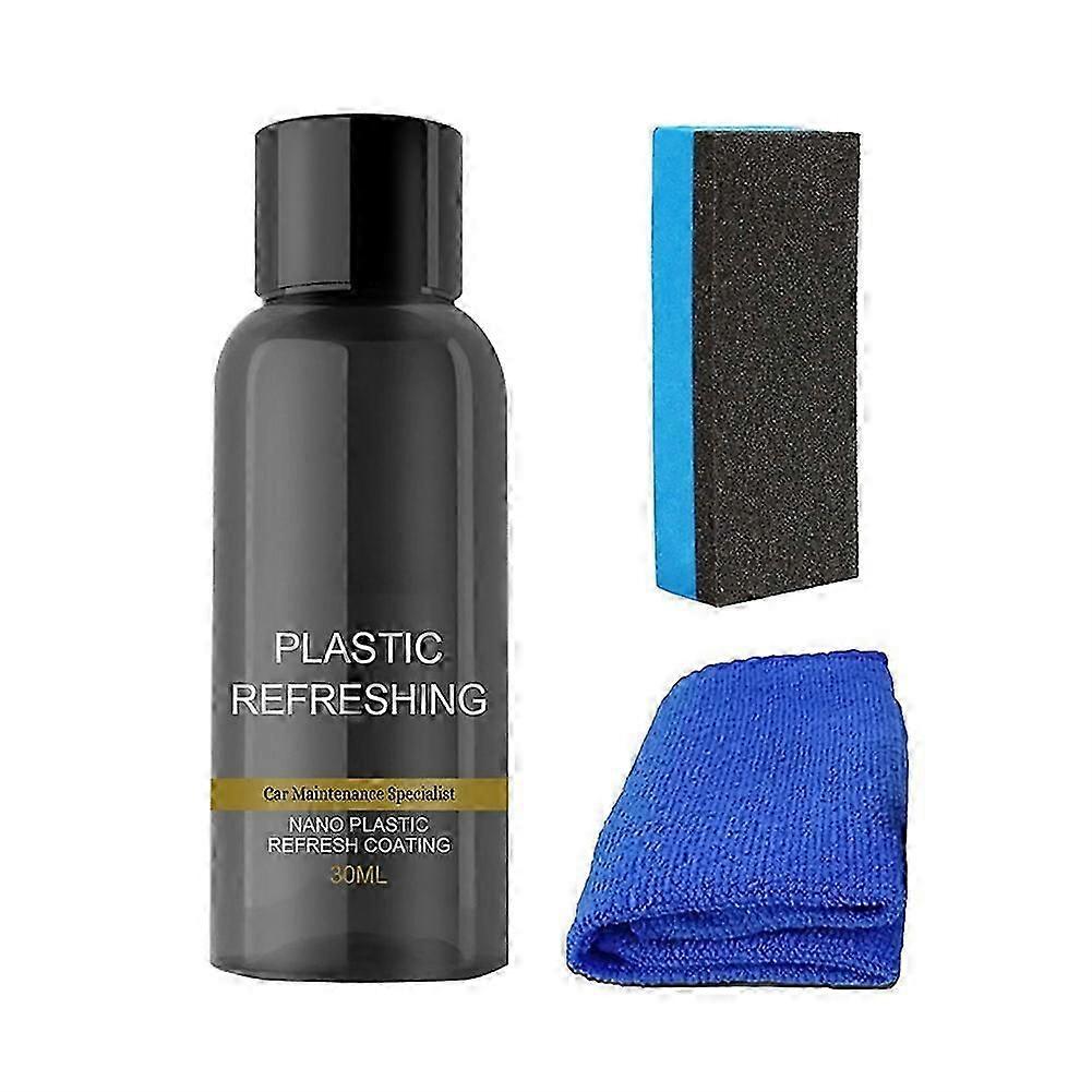 P-lastic Parts Refurbish Agent For Car, 30ml/50 Ml Car Pl-astic Restorer With Sponge, Nano Pla-stic Refreshing Coating, Back To Black Plas-tic Restore