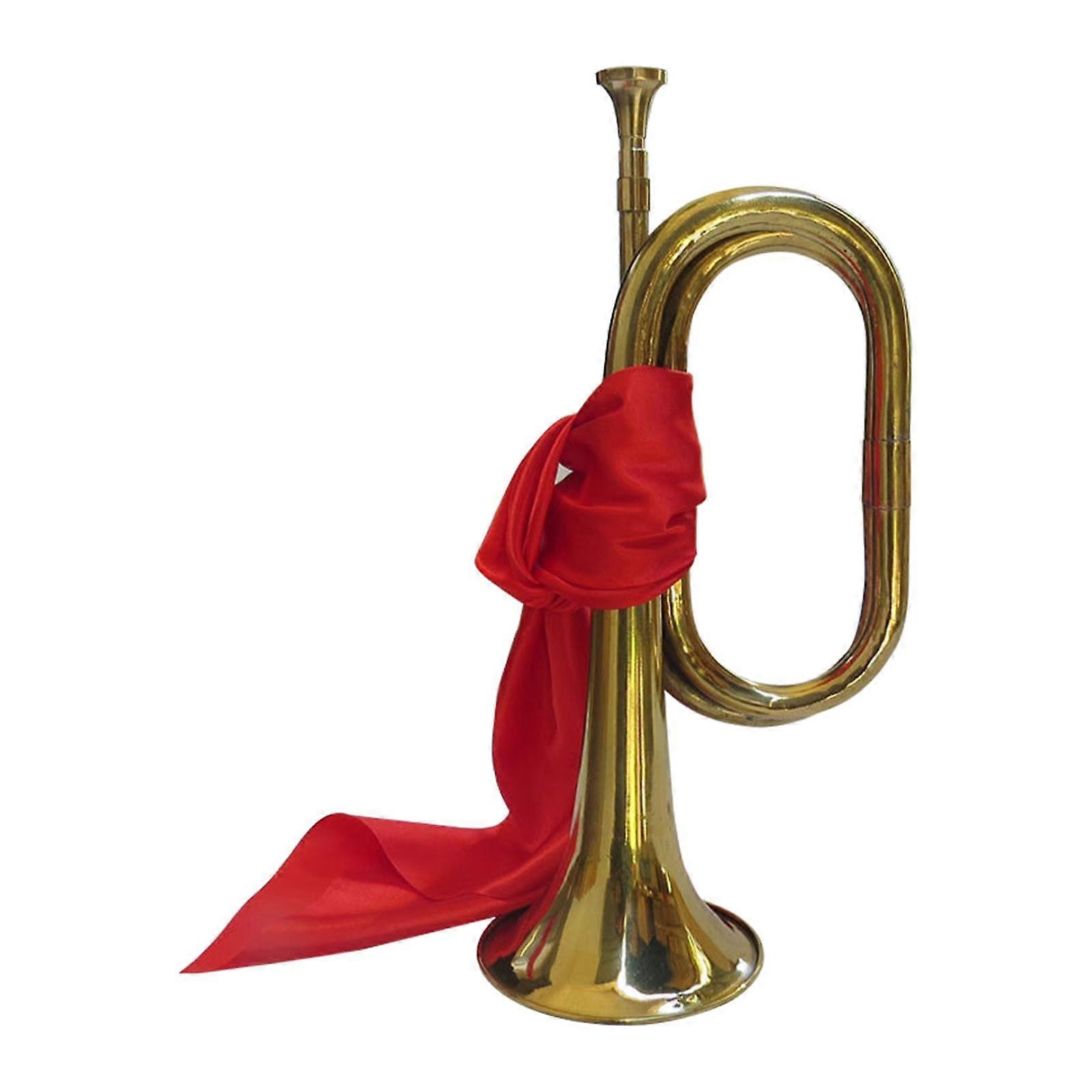 Cheering Trumpet with Red Cloth Bugles for Beginners Professionals Training