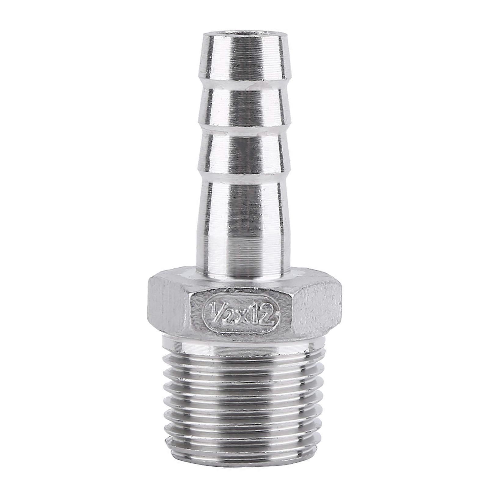 Male Threaded Stainless Steel Barb Hose Pipe Fitting Tail Connector (1/2"x12mm)