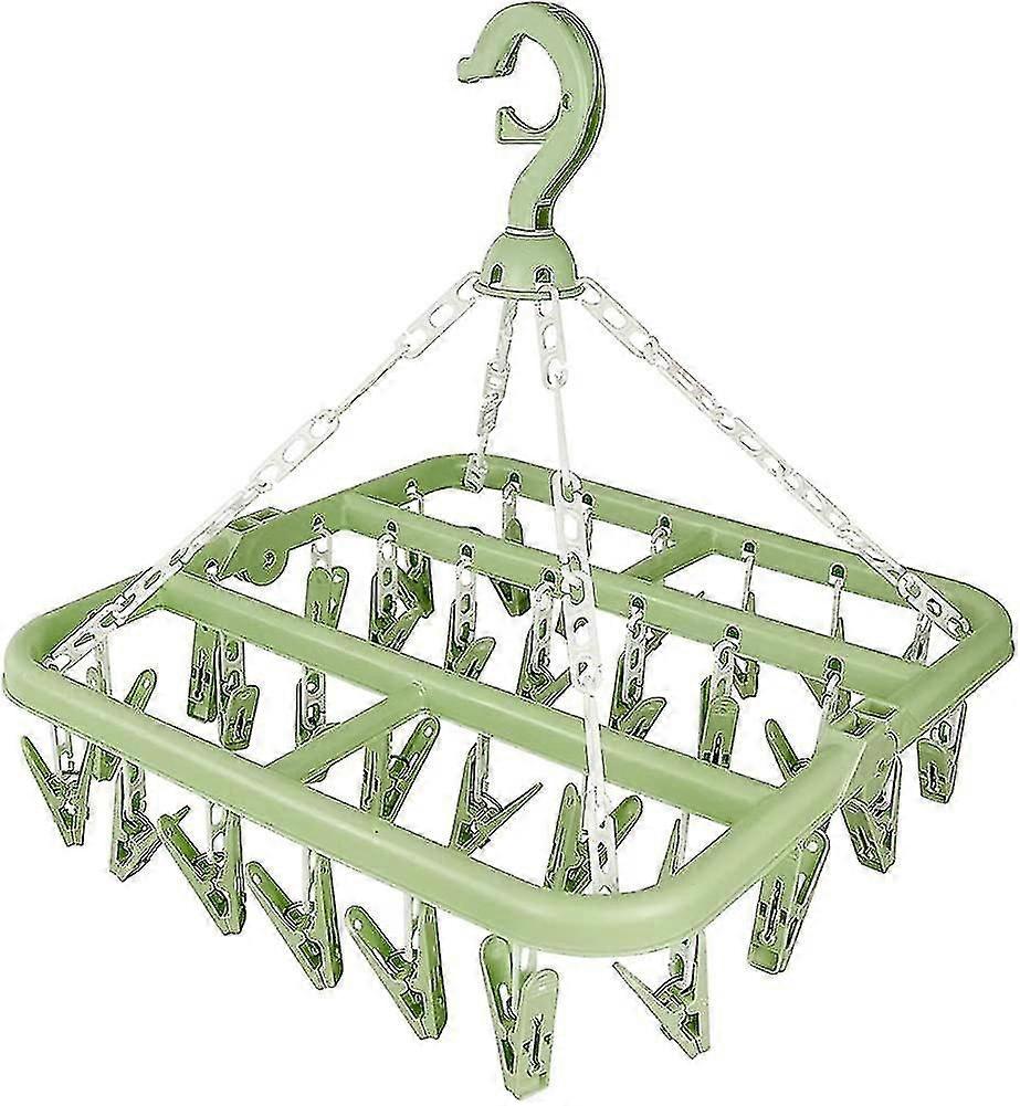 32 Peg Foldable Sock Hangers With Clips, Rotary Hook Drip Hanger, Multifunctional Storage