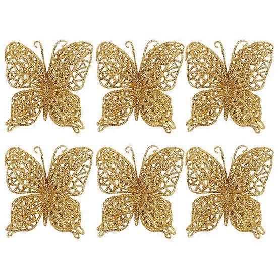 6Pcs/Set Hanging Pendant Hollow Out Simulation Plastic Creative Merry Christmas Butterfly Decor for Home