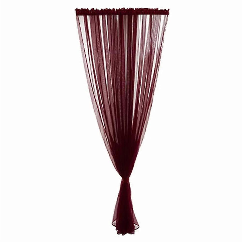 1x2.7m Polyester Sheer Curtain Solid Color Curtains for Bedroom,Living Room-Wine Red