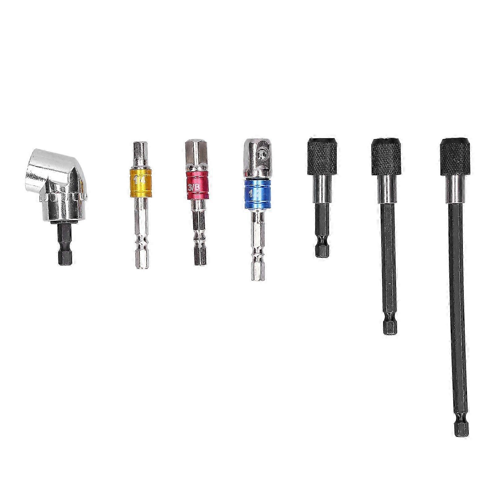 7Pcs Socket Adapter Hex Shank Metal Colourful Screwdriver Bit Holder Extension Set Kit
