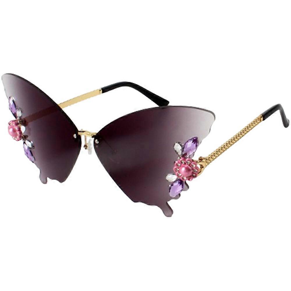 Vintage Rhinestone Butterfly Frameless Sunglasses
