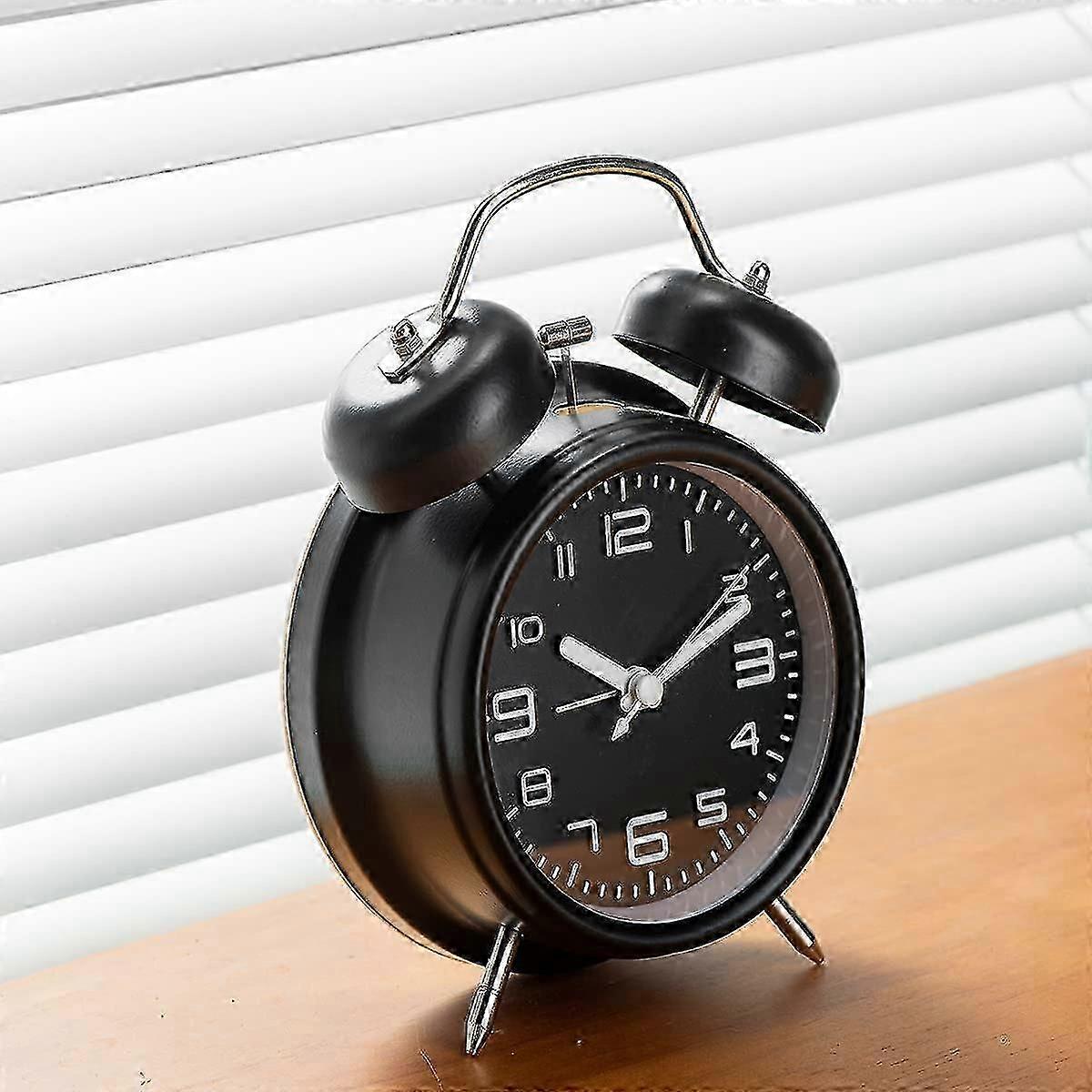 Loud Alarm Clock For Heavy Sleepers Adults ,silent Non Ticking Twin Bell Alarm Clock For Bedroom,battery Powered Analog Alarm Clocks With Backlight (4