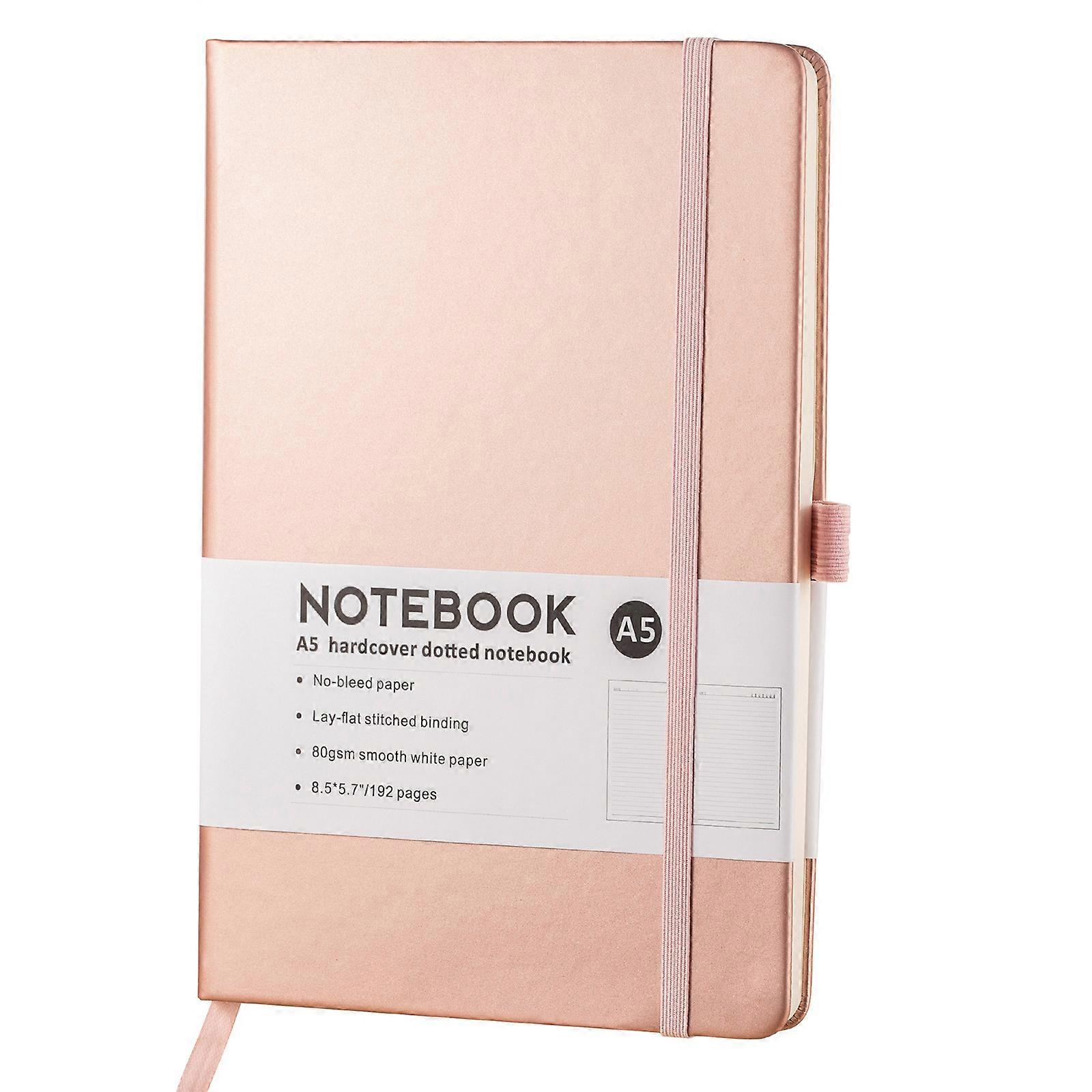 Hardcover Notebook Journal with 192 Pages Lined Leather Notebook College Ruled Business Notepads for Writing Journaling Rose Gold