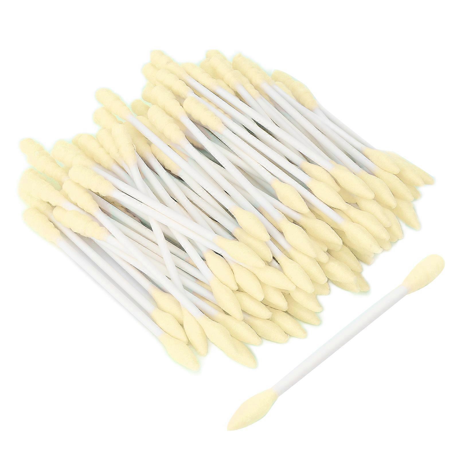 100pcs Yellow Double Tip Makeup Swabs 7.5cm Disposable Cotton