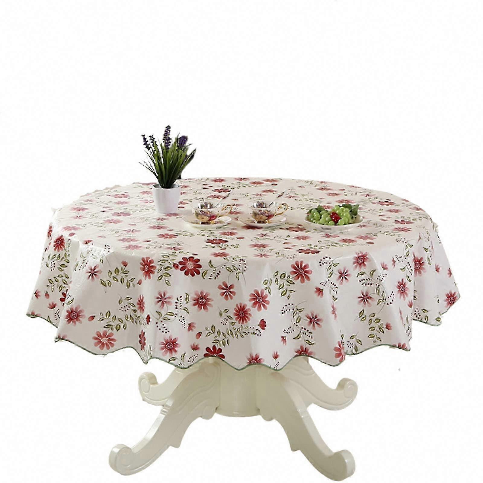 Polyester Round Red Dinner Tablecloth for 150cm Home Restaurant Setting