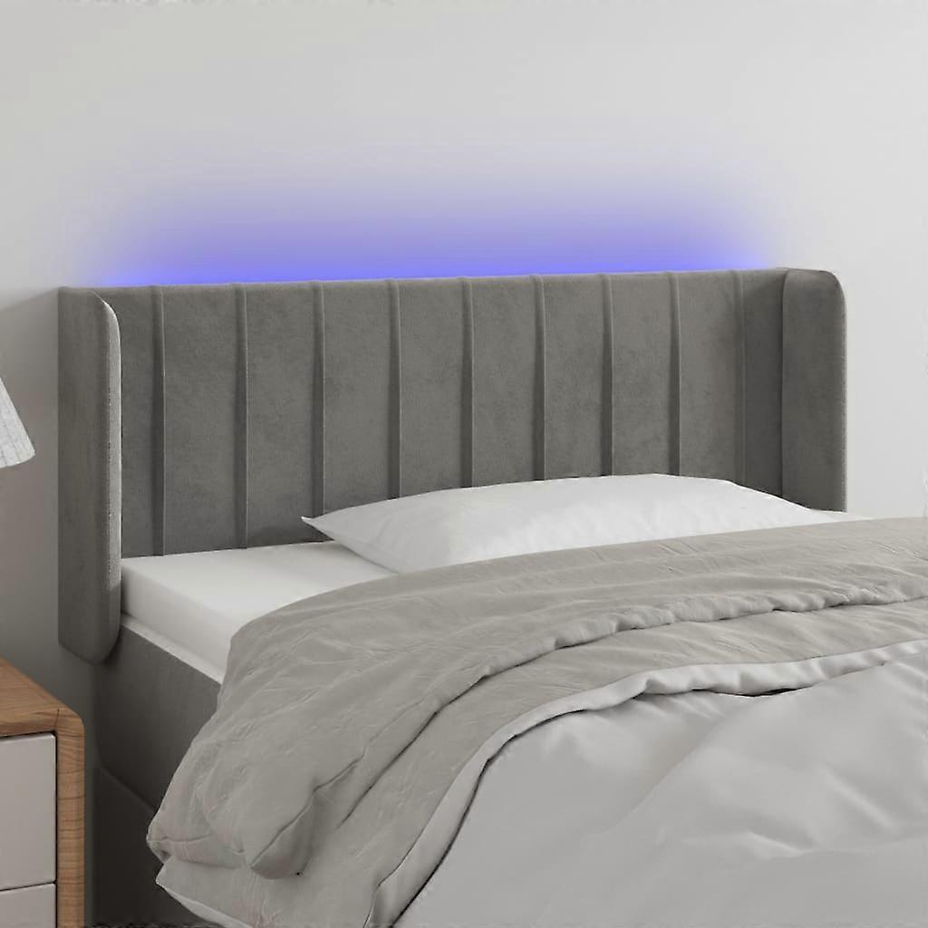 LED Kopfteil Hellgrau 93x16x78/88 cm Samt