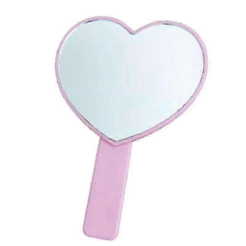Cute Peach Heart Shaped Handheld Mirror With Handle Single Sided Candy Color Ladies Bathroom Makeup Tool