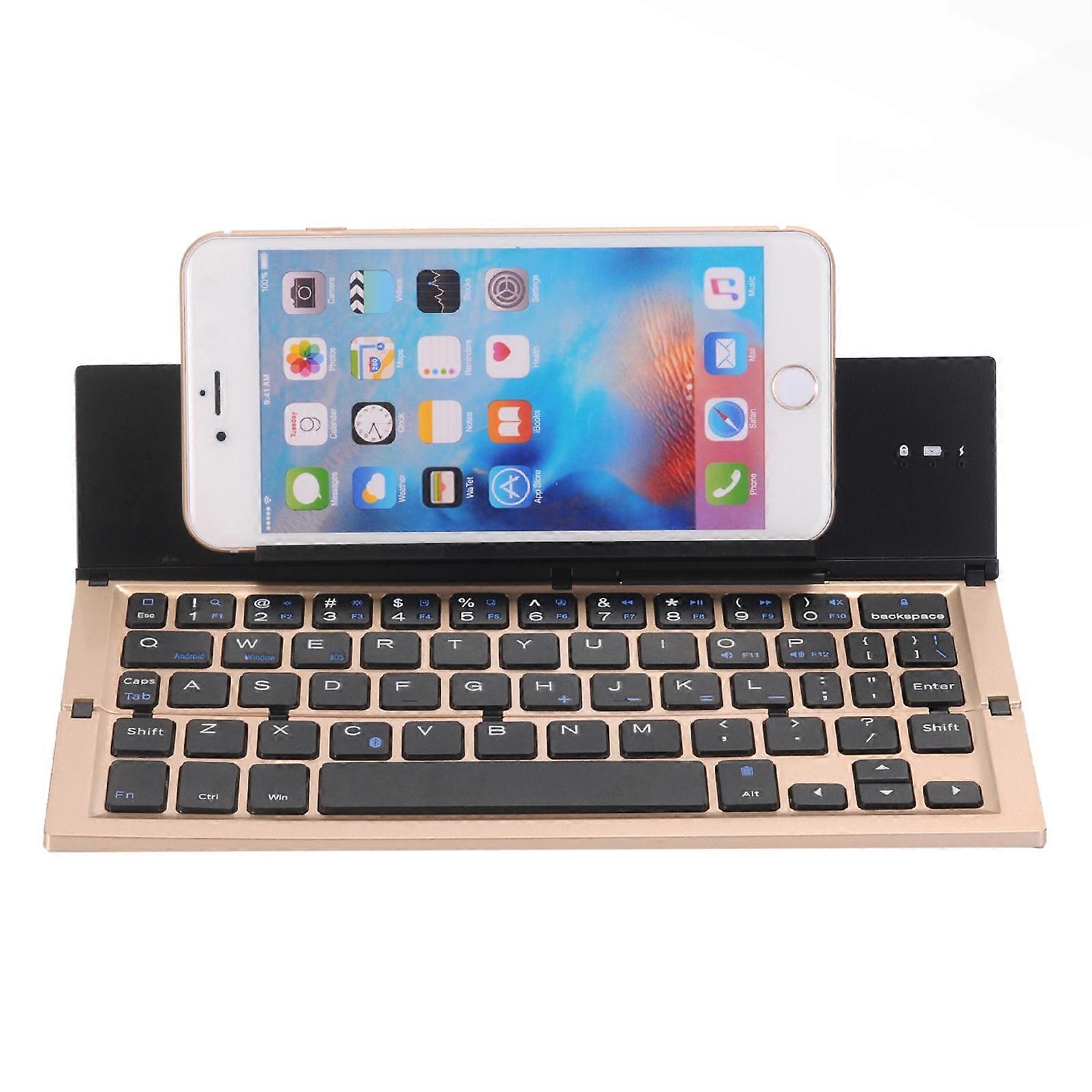 Clavier Bluetooth V3.0 ultra-fin et pliable GK608, support intégré, compatible avec les systèmes Android/iOS/Windows