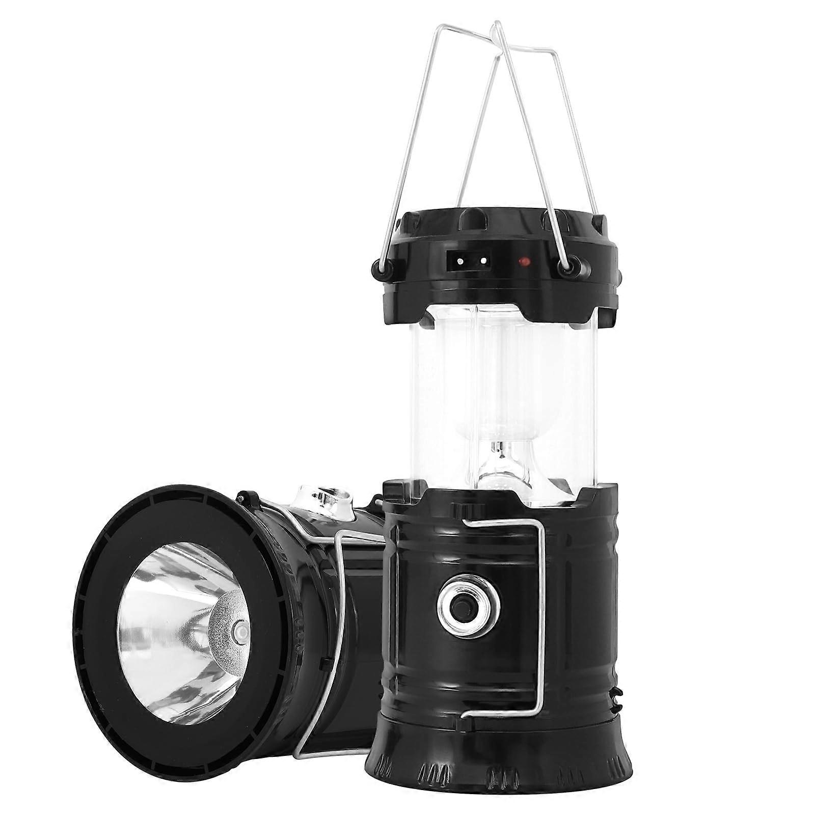 2 Pack Collapsible Solar USB Rechargeable LED Camping Lanterns for Emergency Use Hiking Outdoor Activities