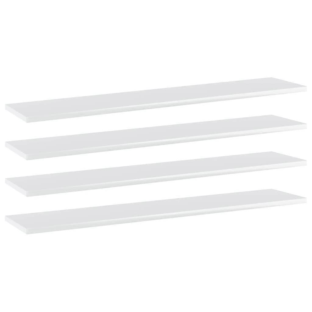 Bookshelf Boards 4 Pcs High Gloss White 100X20x1.5 Cm Engineered Wood Bookshelves